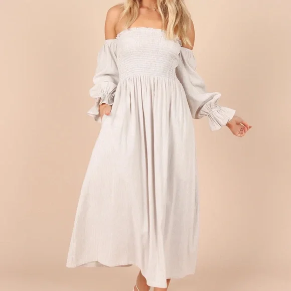 chinese dress ladies Domenica Shirred Long Sleeve Midi Dress - Pink main image 1